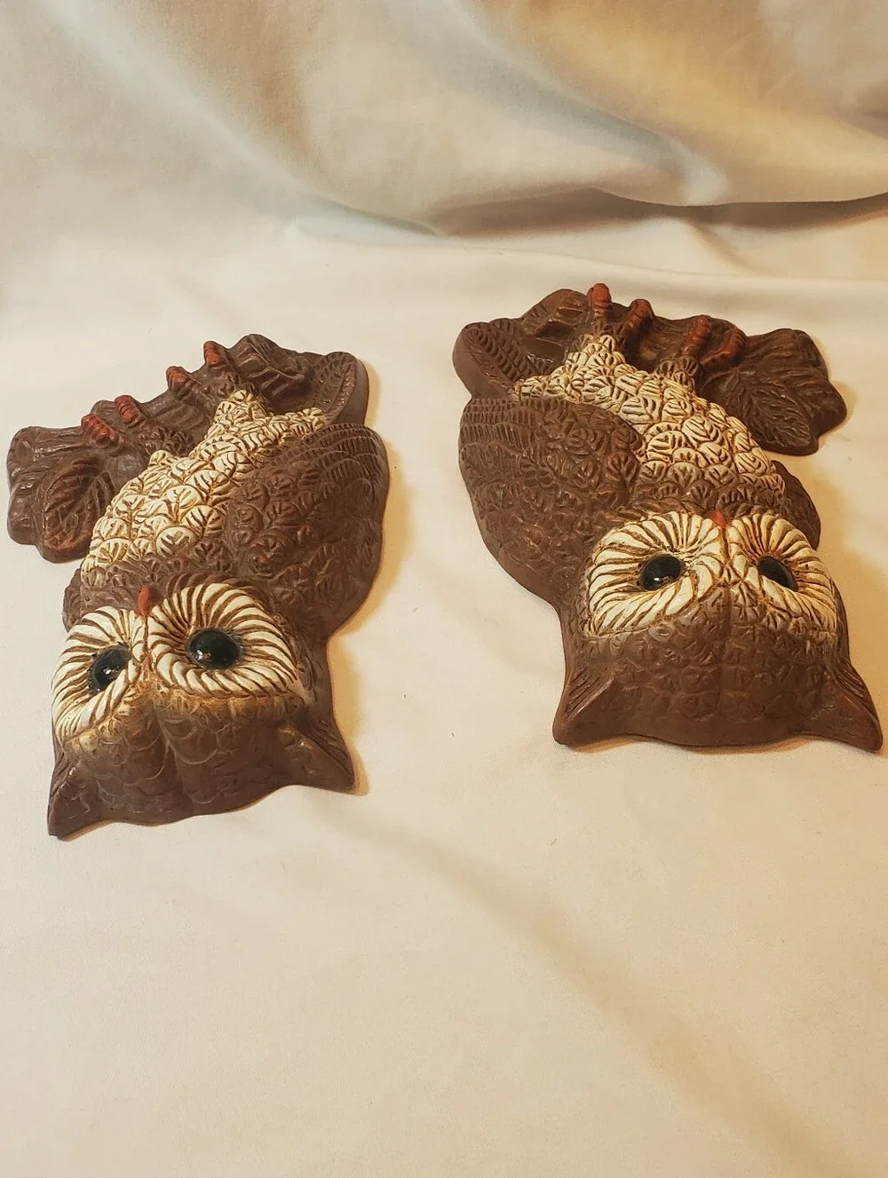 Homco Vtg 1970's Brown Foam Owl Wall Hangings Rustic Wall Decor. Set Of 2